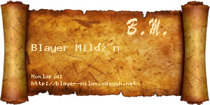 Blayer Milán névjegykártya