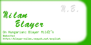 milan blayer business card